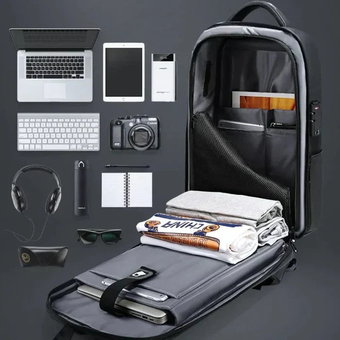 Mochila Executiva LN087 - Notebook 14`, Expansível, Impermeável e Porta USB