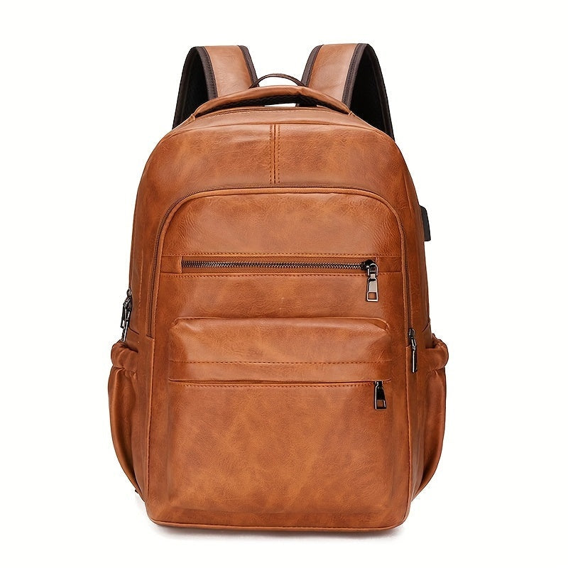 Mochila de Couro Masculina LN421 - Resistente à Água, com USB e Antifurto