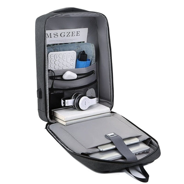 Mochila Executiva LN411 - Notebook 15`, Impermeável, Porta USB e Trava TSA