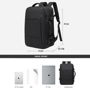 Mochila de Viagem LN408 - Notebook 17`, Expansível, Impermeável e Porta USB