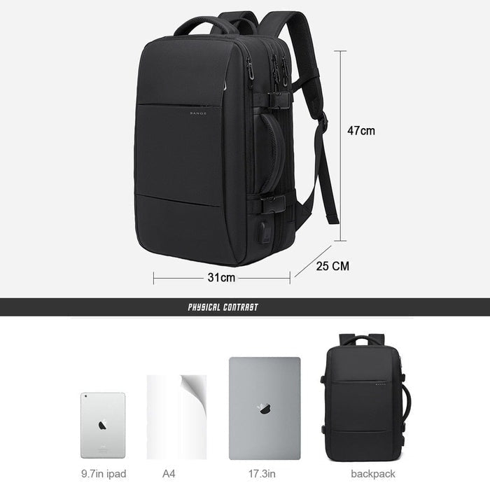 Mochila de Viagem LN408 - Notebook 17`, Expansível, Impermeável e Porta USB