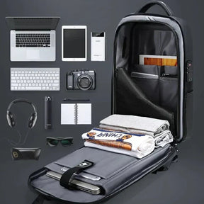 Mochila Executiva LN087 - Notebook 14`, Expansível, Impermeável e Porta USB