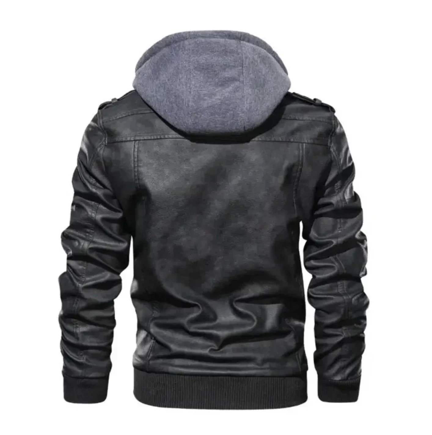 Jaqueta de Couro Masculina com Capuz