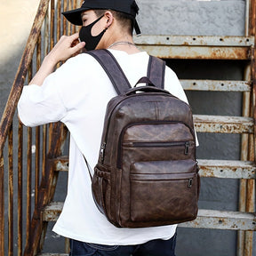 Mochila de Couro Masculina LN421 - Resistente à Água, com USB e Antifurto