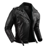 Jaqueta Masculina de Couro com Cinto Frontal