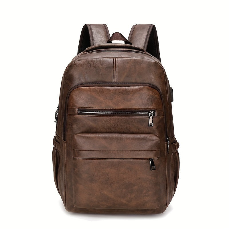 Mochila de Couro Masculina LN421 - Resistente à Água, com USB e Antifurto