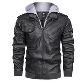 Jaqueta de Couro Masculina com Capuz